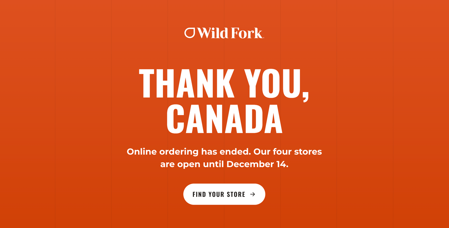 wild fork canada closing ontario stores