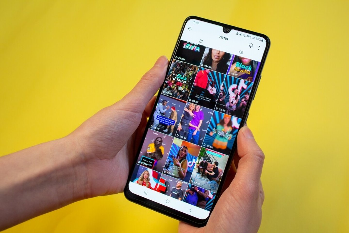 Woman surfing on TikTok. Popular social media app TikTok. Afyonkarahisar, Turkey - February 18, 2023.; Shutterstock ID 2264539907