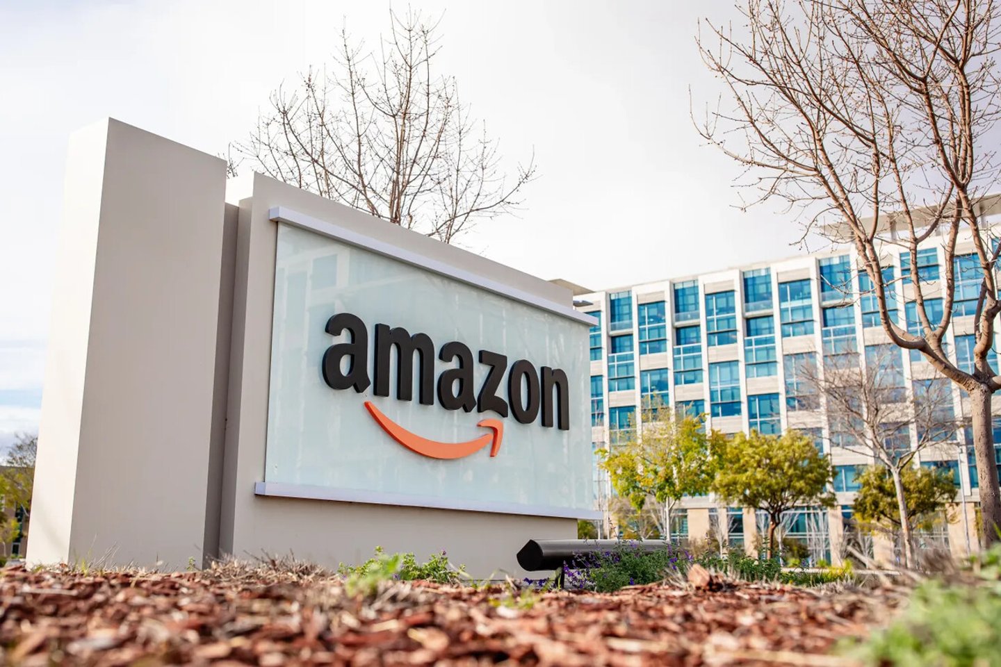 Sunnyvale, CA US - March 16, 2025: Amazon logo and sign displayed in front of the company corporate offices in Sunnyvale, at Moffett Place office complex in Silicon Valley; Shutterstock ID 2601966695