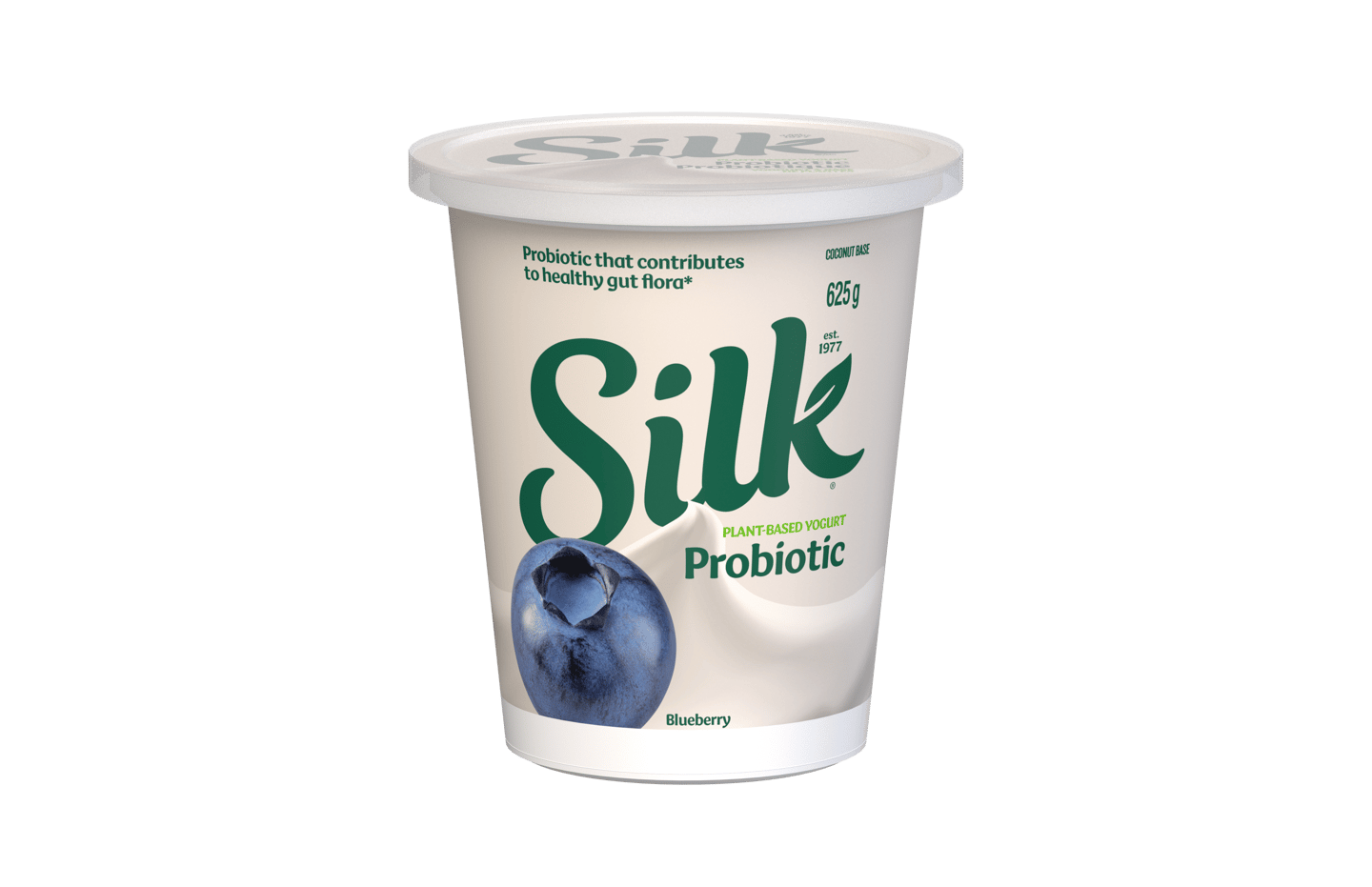 A tub of Silk Active Health in blueberry flavour