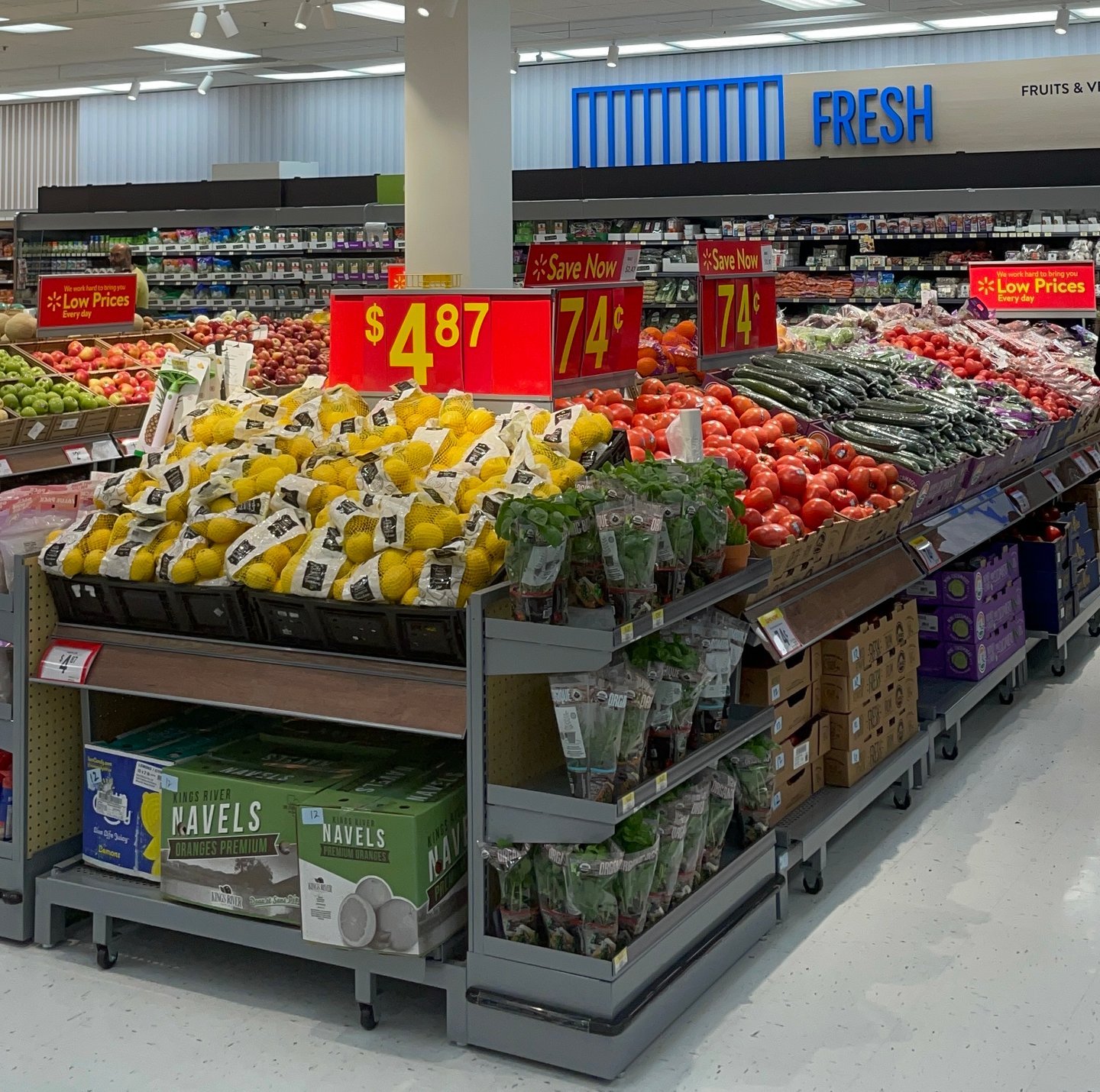 Produce section of Walmart's revamped flagship store in Mississauga