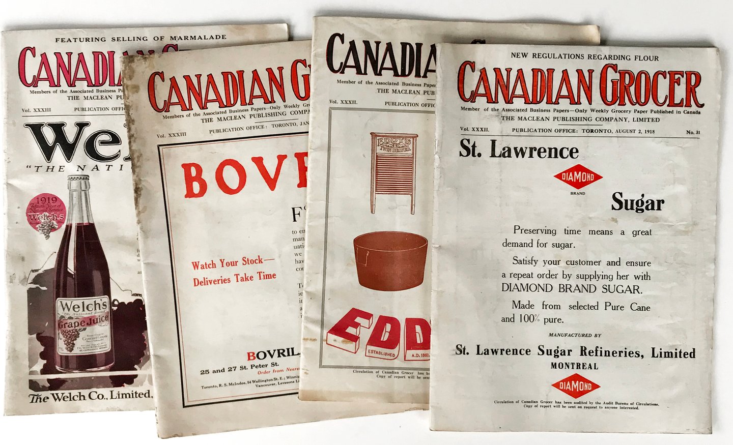 covers of very old Canadian Grocer magazines