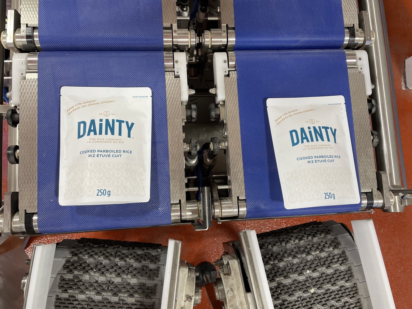 Dainty Ready-to-Heat rice pouches coming off the Windsor line