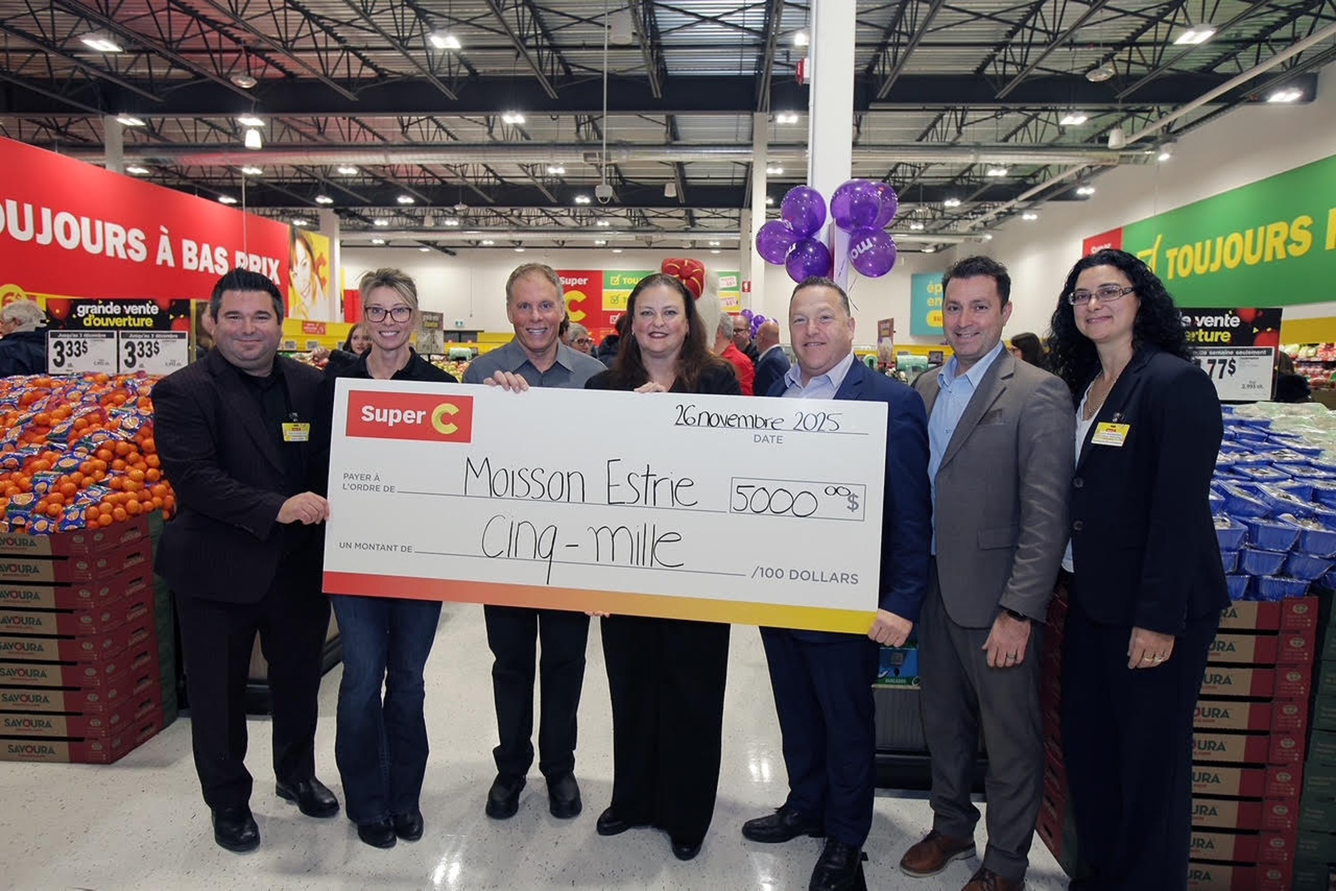 Super C Sherbrooke cheque presentation