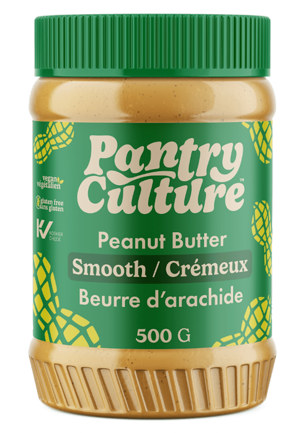 Tub of Pantry Culture brand smooth peanut butter