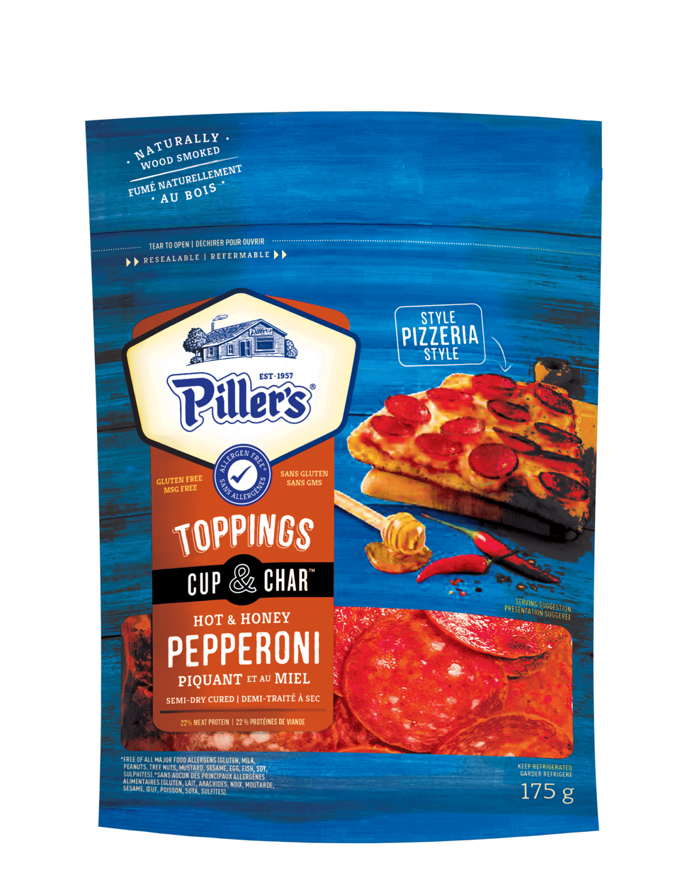 A pack of Piller’s Pizzeria-style Hot & Honey Cup & Char™ Pepperoni