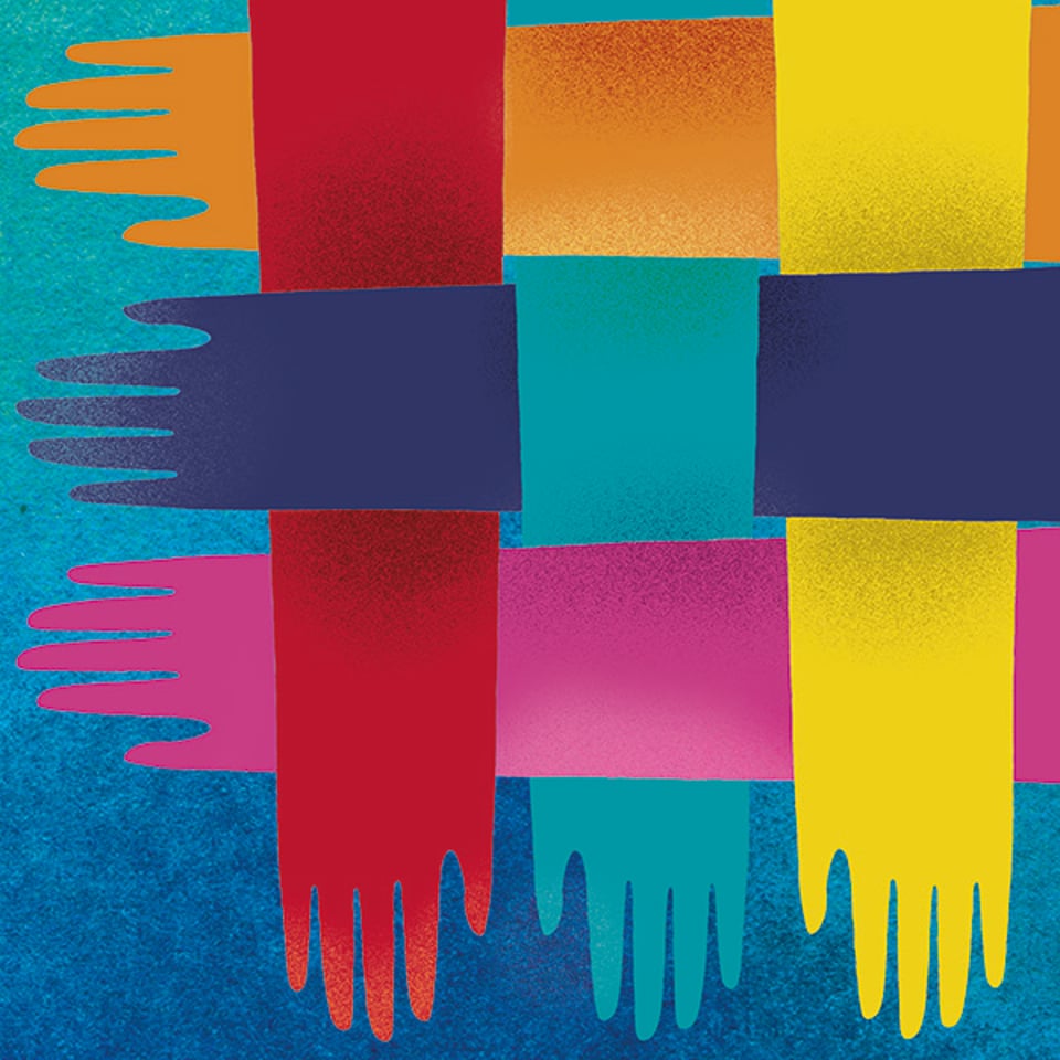 Iluustration of arms woven together. Illustration by Anna Godeassi