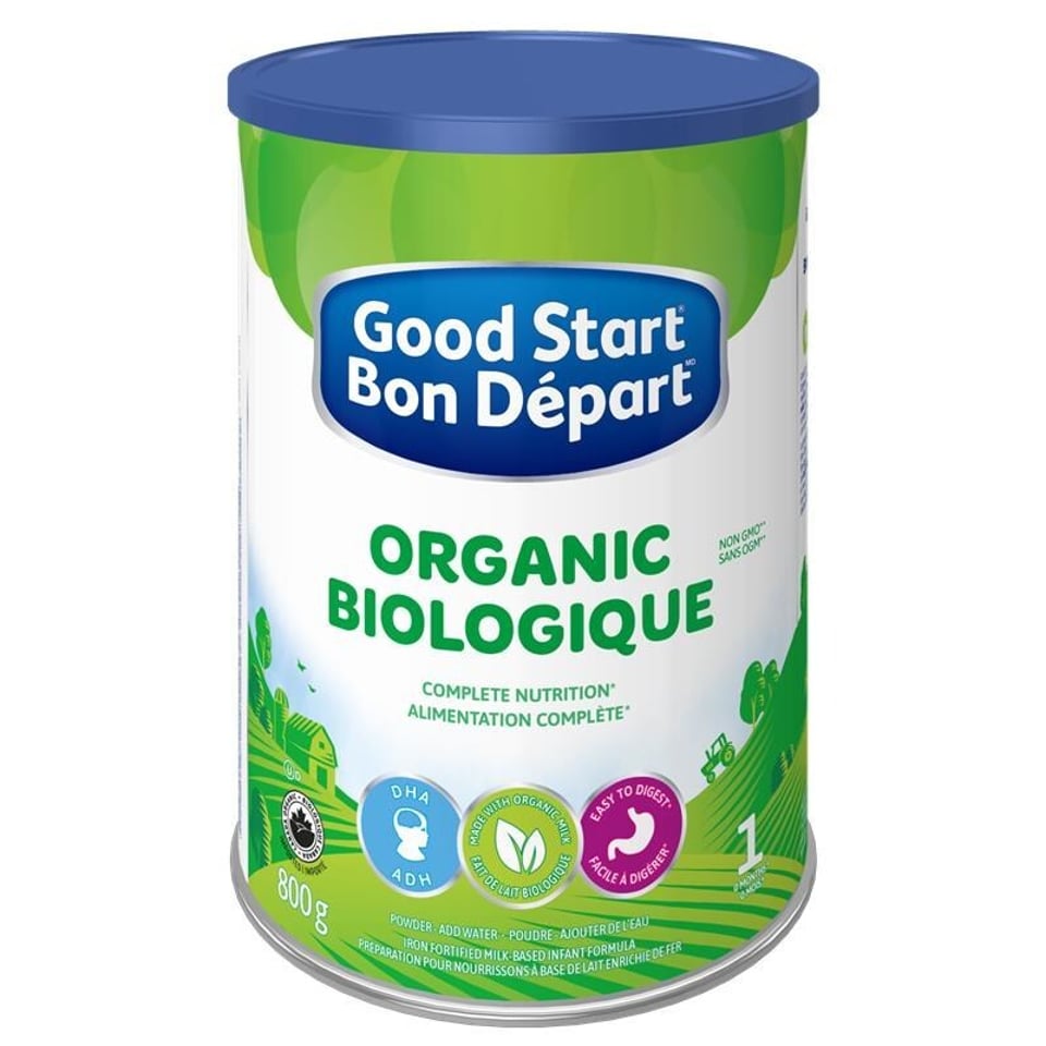 A can of Good Start Organic Infant Formula