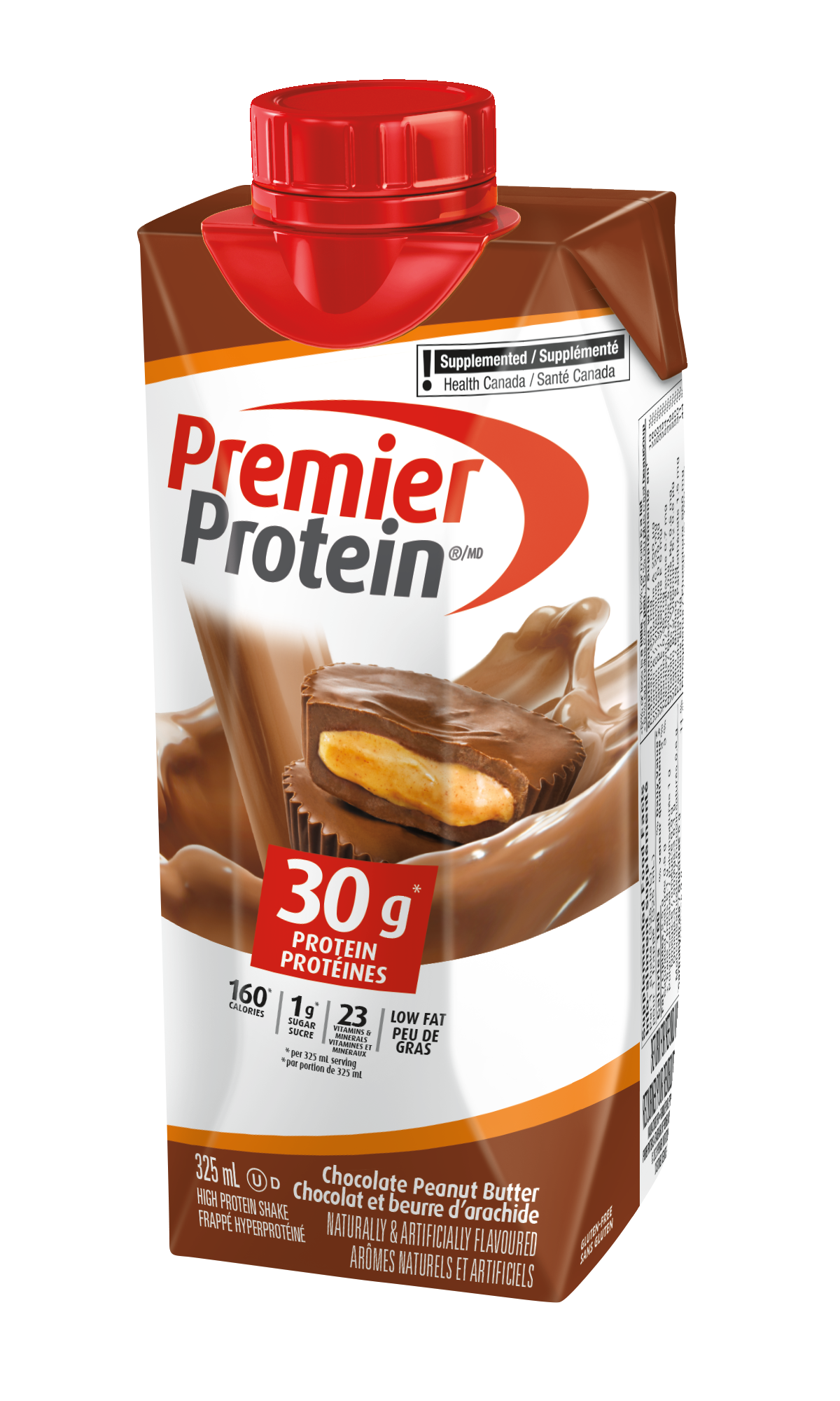 A carton of Premier Protein High Protein Shake in Chocolate Peanut Butter