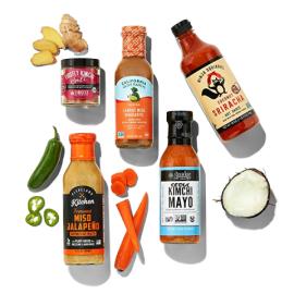 Fermented and flourishing. Ingredients such as miso, kimchi and fermented garlic are giving vinaigrettes, hot sauces, honeys and mayos a boost.