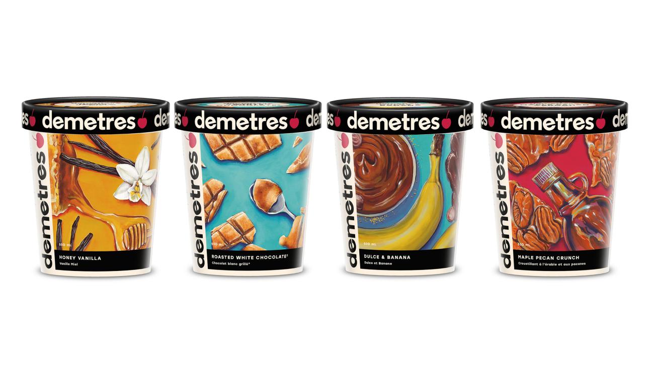 Tubs of Demetres ultra-premium ice cream