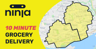 A map indicating which neighbourhoods Nina will deliver to