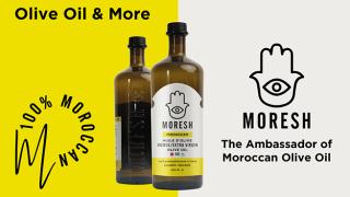 Bottles of Moresh Extra Virgin Olive Oil