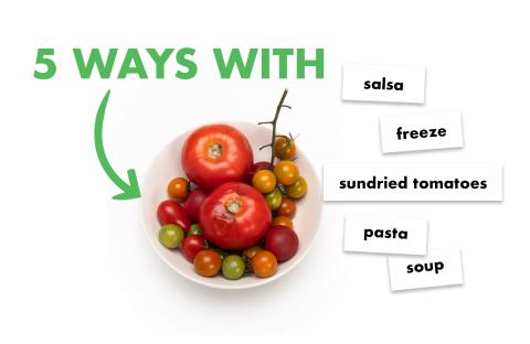 A bowl of tomatoes of all varieties