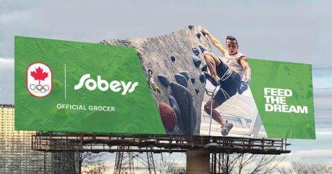 Billboard advertising of Olympian climber Sean McColl