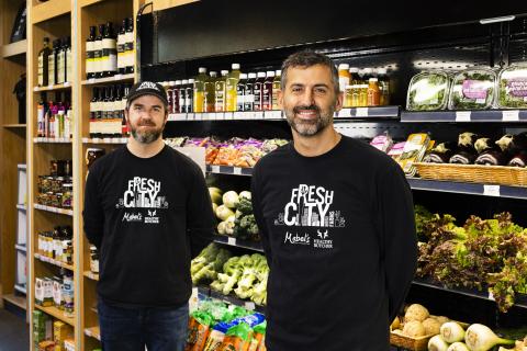 Ran Goel and Fresh City Ossington manager Bryan Sherry.