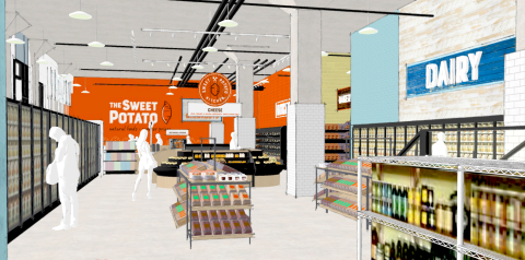 Artist rendering of The Sweet Potato's dairy section at future Bayview location
