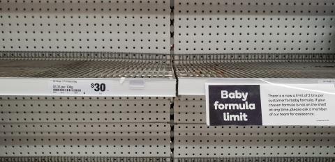 Empty baby formula shelves at a supermarket (woolworths) due to high demand in china and people buying up formula to send overseas