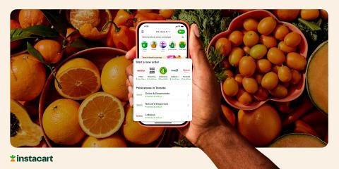 Instacart app featuring icons from Canada's top five grocers