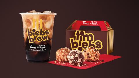 Introducing Biebs Brew! The much-anticipated next collab between Justin Bieber and Tim Hortons is a co-created French Vanilla-flavoured Cold Brew coffee (CNW Group/Tim Hortons)