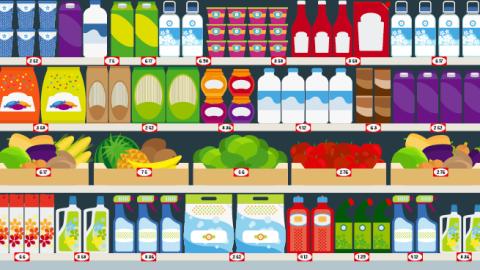 grocery shelf illustration