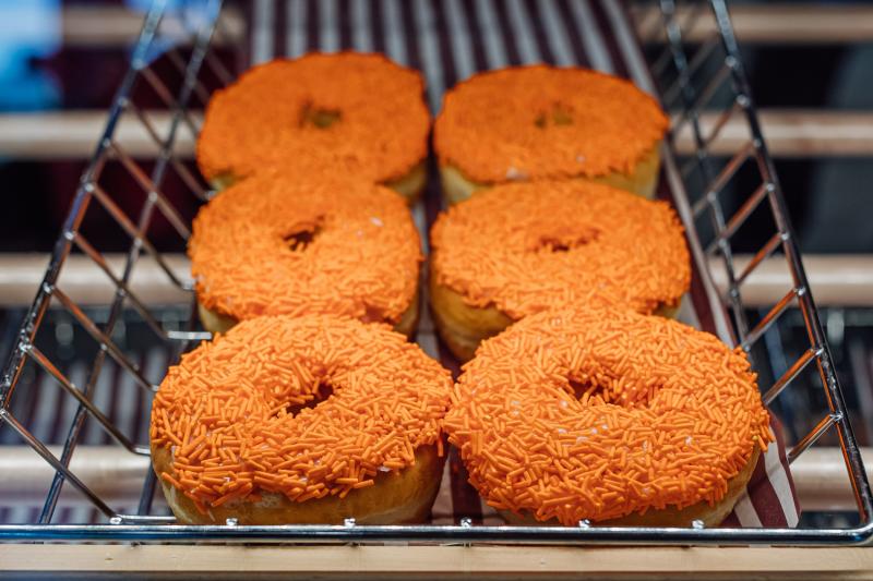 Tim Hortons orange sprinkle donut