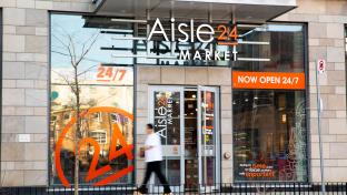 Exterior shot of Aisle24 convenience store